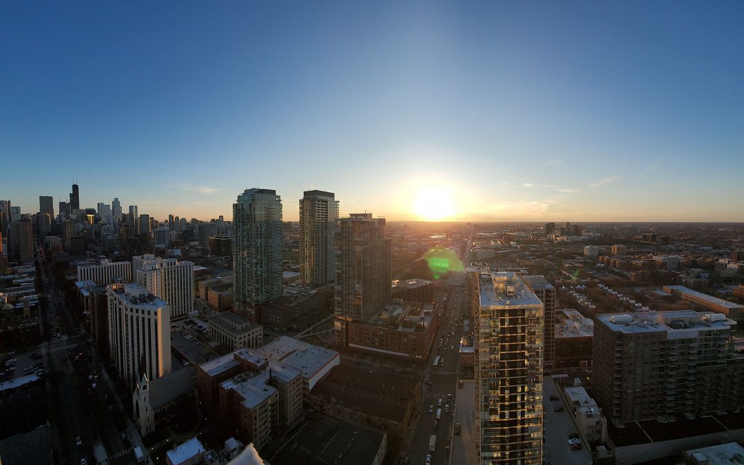 Panoramic Chicago Sunset