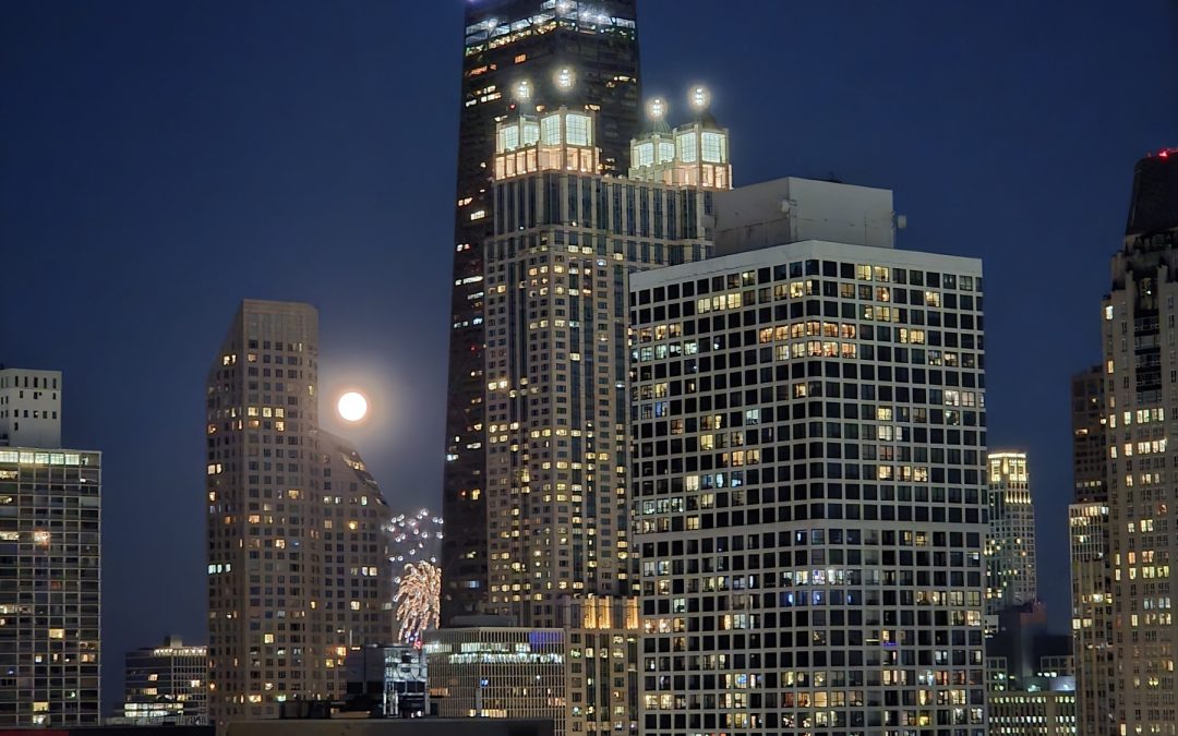 A full moon and a bit of fireworks